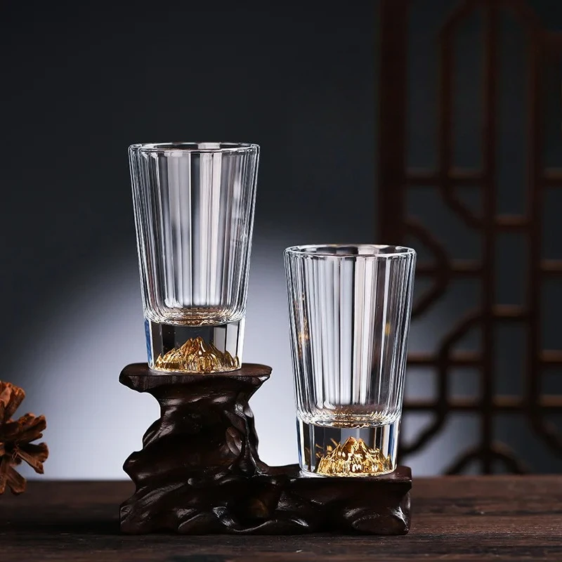 6PCS Creative vertical grain crystal Jinshan Baijiu cup household blue mountain iceberg liquor cup water glass whisky