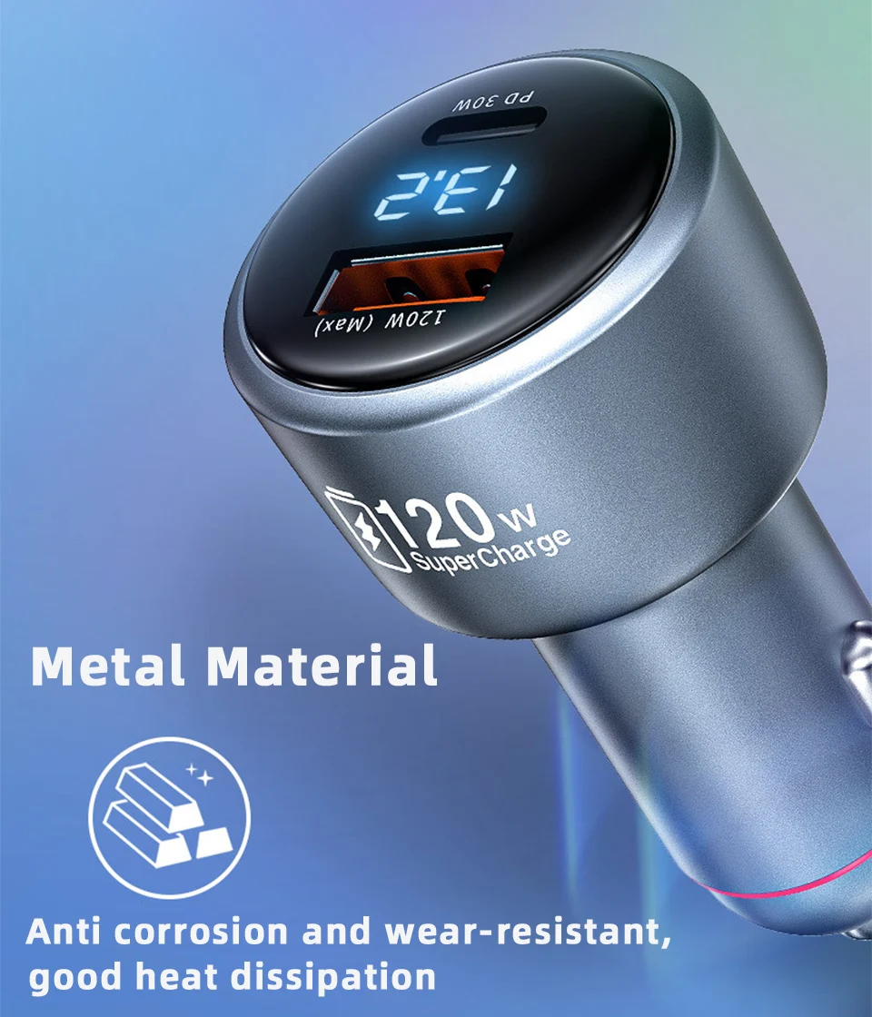 For Xiaomi Car Charger 120W 100W HyperCharge Super Fast Charging In Car Cargador Auto For Mi 17 15 14 13 12 Poco F8 X7 X6 Redmi