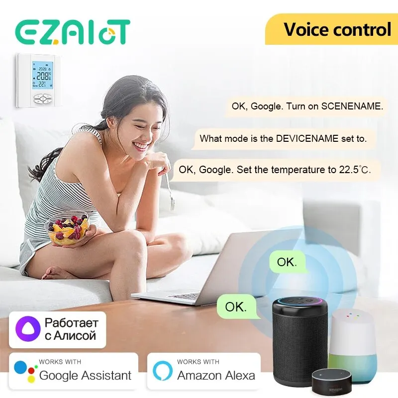 Tuya Zigbee Thermostat Smart Battery Powered Temperature Wireless Controller for Gas Boiler and Actuator Voice Alexa,Google Home