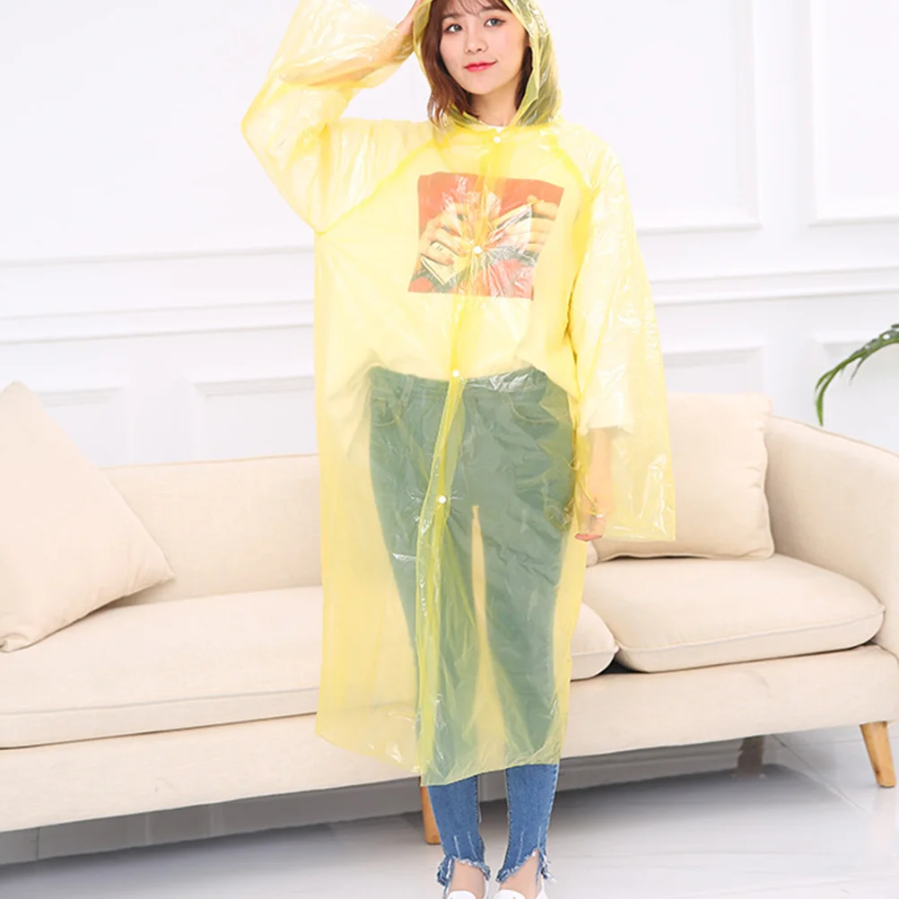 4pcs Windproof Rain Poncho Disposable Hooded Raincoat Unisex PE Raincoats for Sports Hiking Cycling (Adult, Yellow + Blue + Pink