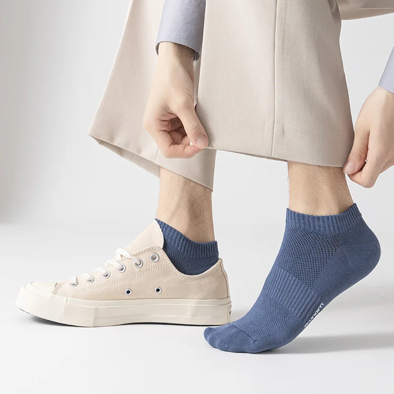 5 pares de meias de tornozelo 95% algodão, meias coloridas de barco de verão masculinas e femininas, preto, branco, cinza, marrom, azul, meias de alta qualidade