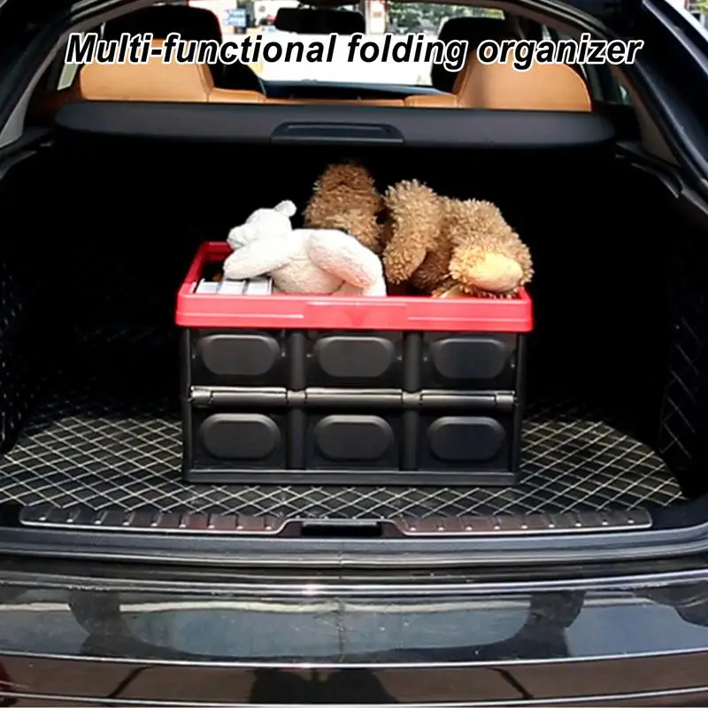 SUV Trunk Organizer 55/33L Car Trunk Storage Box With Waterproof Cover Sturdy Handles Multi-purpose Trunk Organizer Save Space