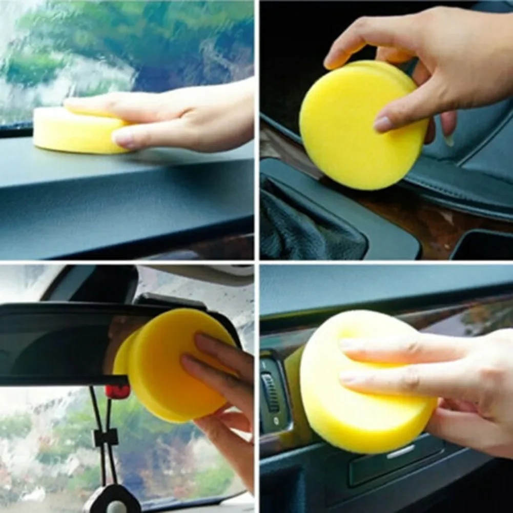 

Auto Sponges Car Cleaning Wash For Most Models Polishing Pad Round Waxing Yellow Brand New High Quality Hot Sale