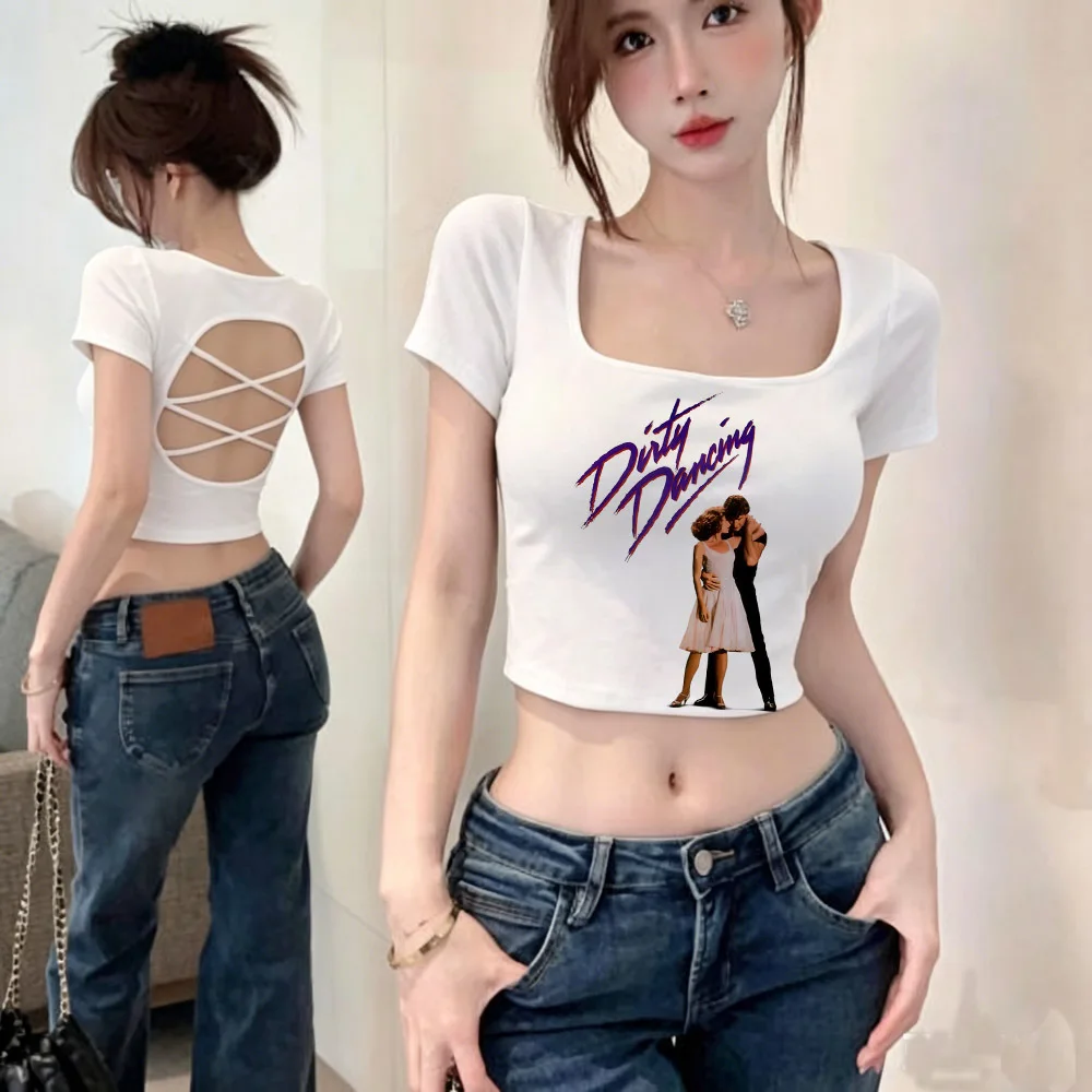 Dirty Dancing cropped top women gyaru kawaii cutecore tshirt party anime japan korean fashion japanese