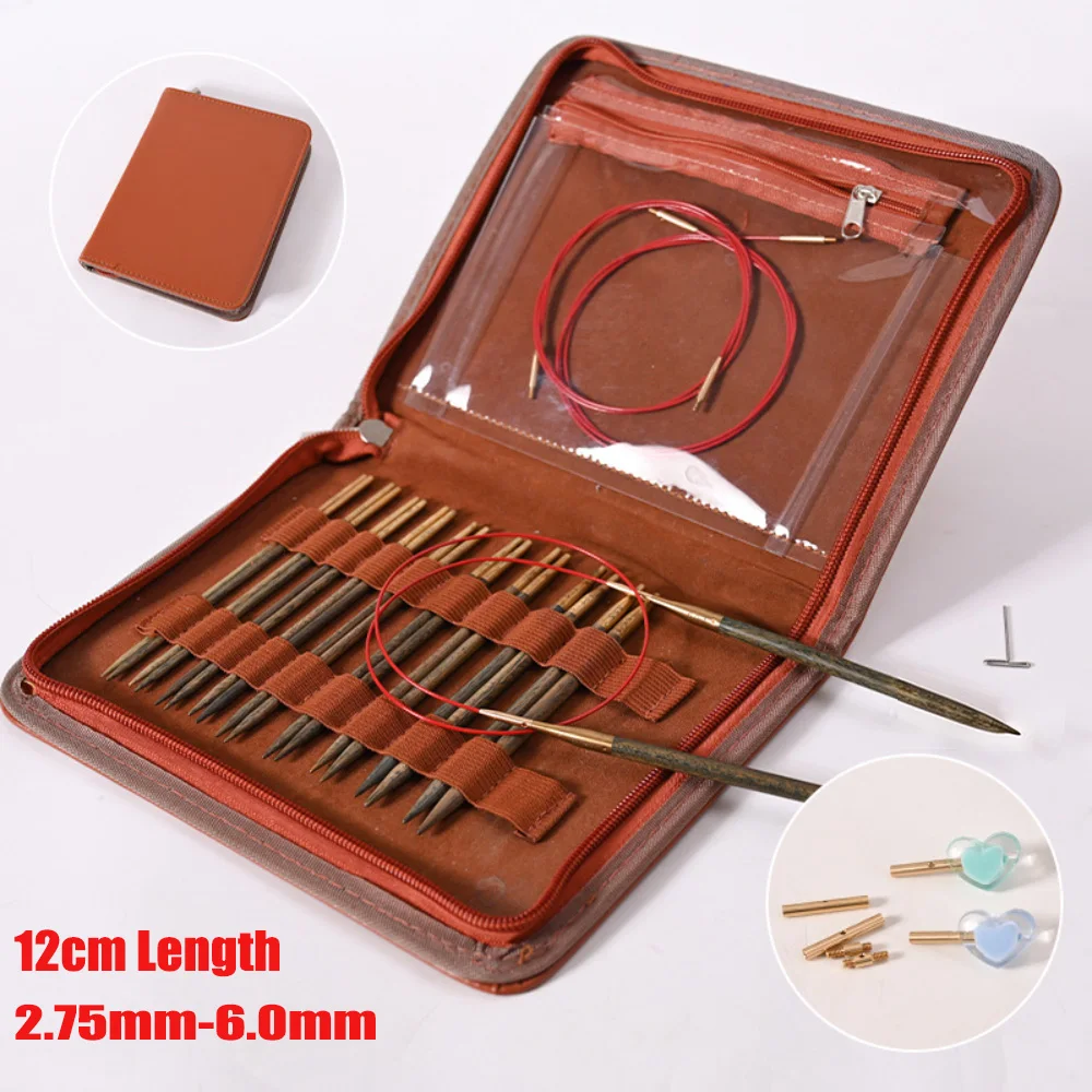 10Pairs Removable Circular Needle 12cm 2.75-6.0mm Sweater Weaving Tools Interchangeable Circular Crochet Knitting Needles Set