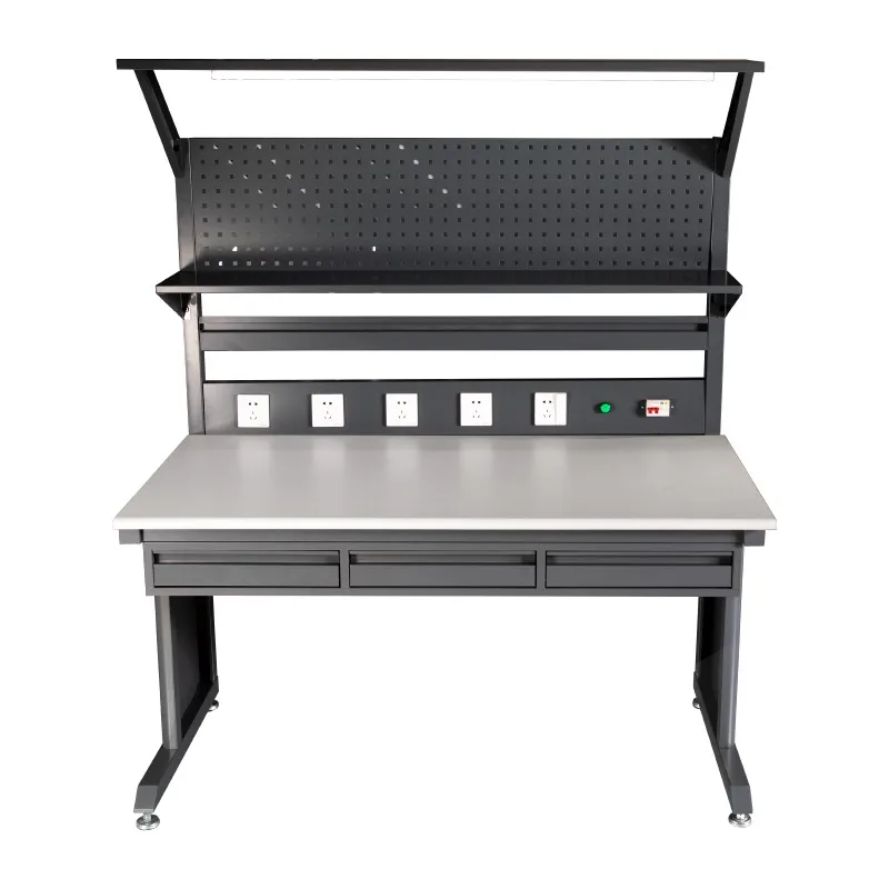 Electronic chip workshop anti-static workbench with light rack drawer, digital product assembly and maintenance table