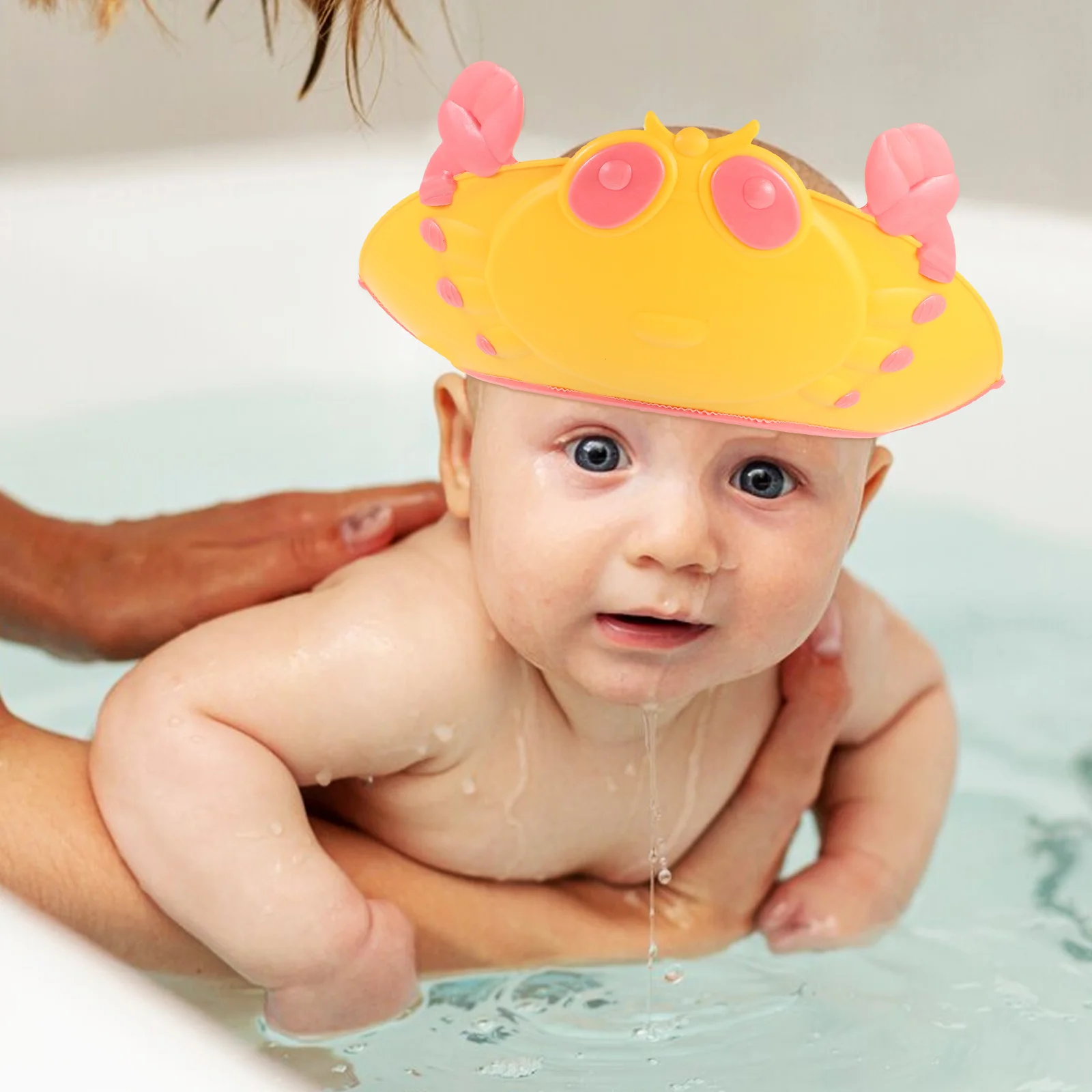 

2Pcs Baby Bathing Hat Cartoon Design Anti-Slip Adjustable Waterproof PP Material Toddler Shower Cap Baby Things