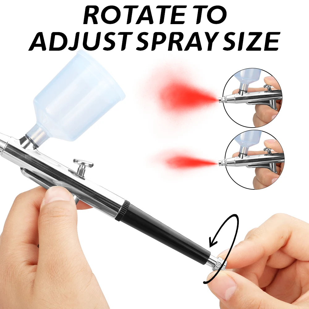 Imagem -06 - Airbrush Double Action Pistola de Pulverização Ajustável Escovas para Decoração do Bolo Acessórios para Ferramentas Manicure 0.2 mm 0.3 mm 0.5 mm