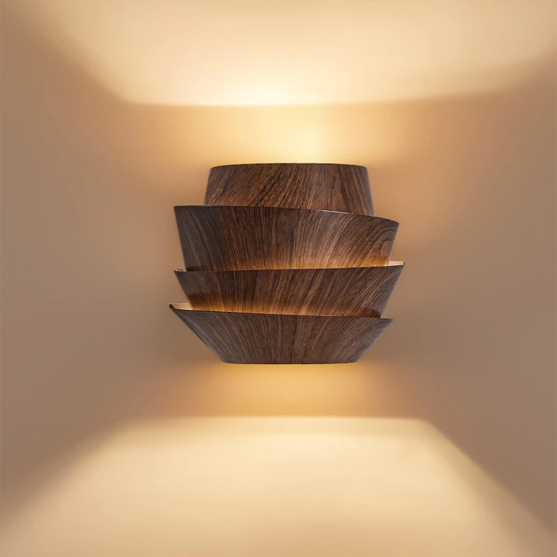 

Japanese retro walnut pattern bedroom bedside lamp modern simple new Chinese corridor aisle creative pine cone wall lamp