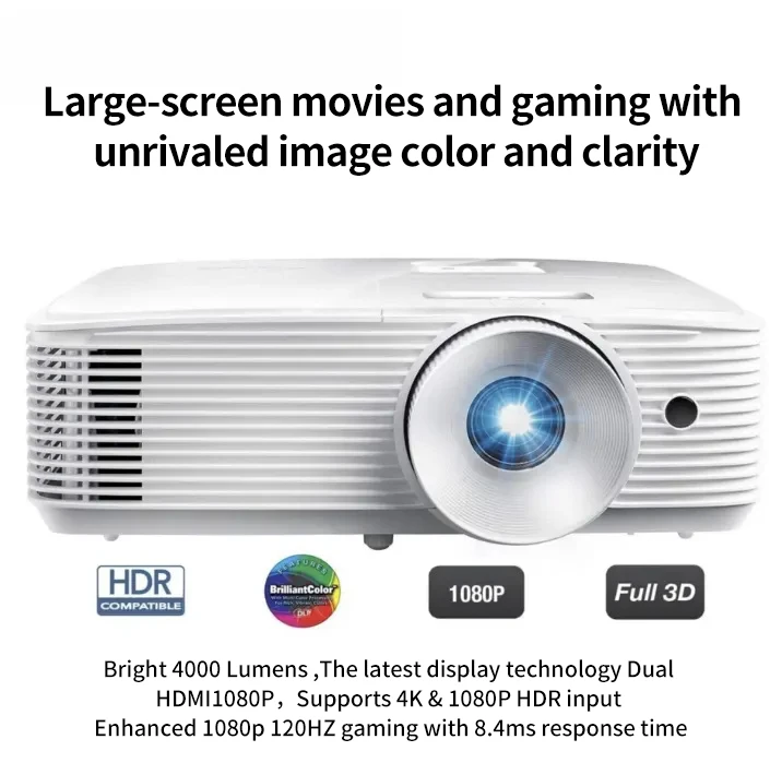 Optoma HD28HDR 2025 New 4K Laser Home Projector with 4000 Lumens High Brightness DLP Display Portable High-End Laser Projector