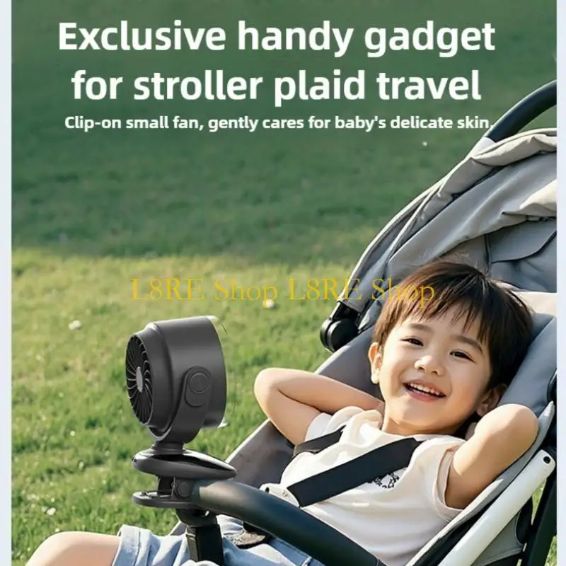 L8RE Adjustable Clip On Rechargeable Fan With Digital Display Cooling Blower 180 Degree Rotation For Home Office Travel