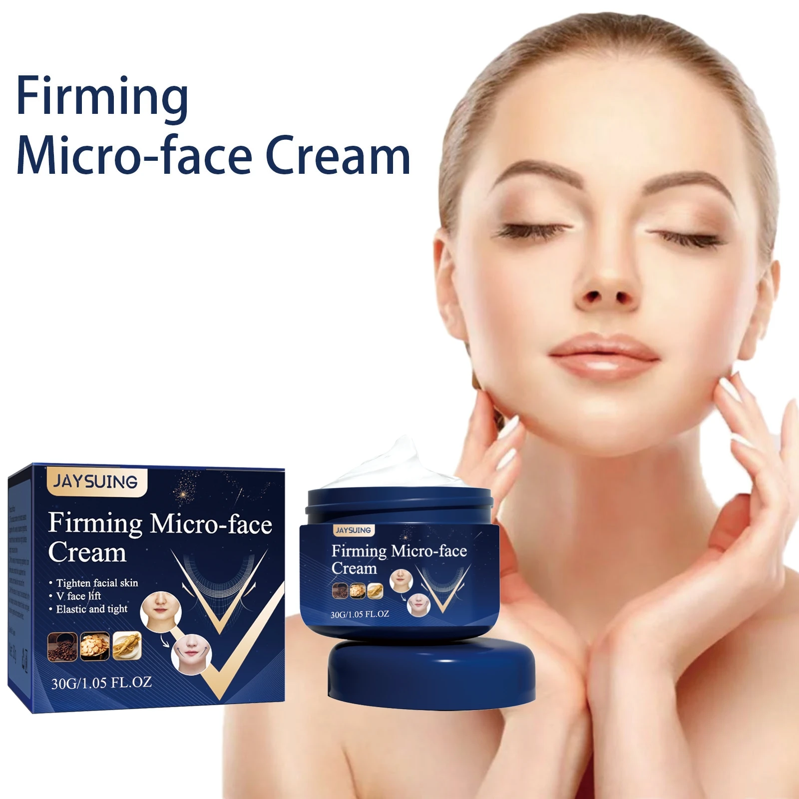 JAYSUING Ujędrniający mikro-face Cream, V Face Cream, Natychmiastowy krem liftingujący do twarzy, Formuła liftingująca i ujędrniająca do twarzy