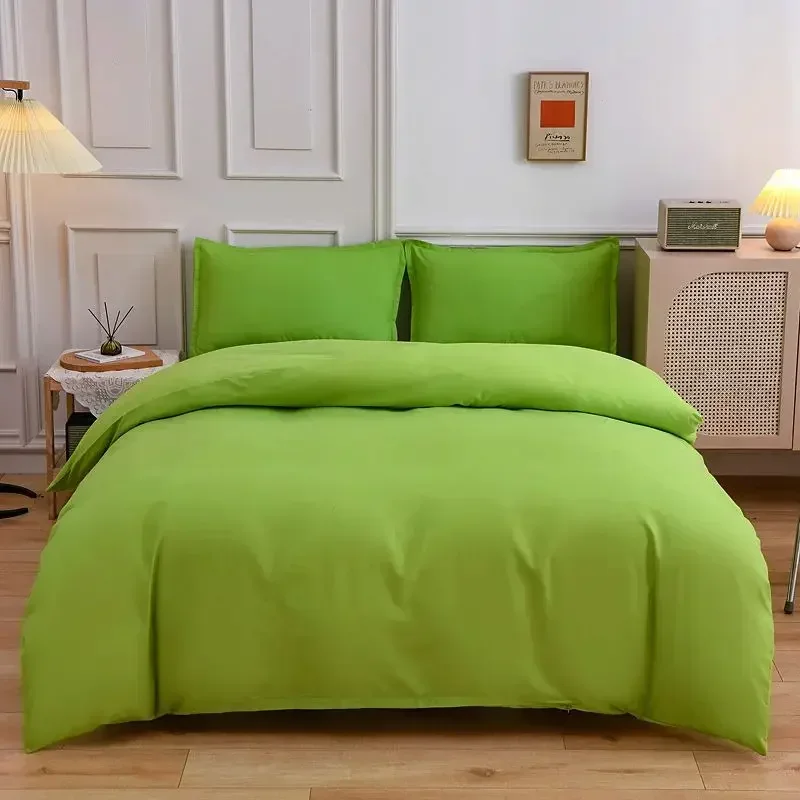 New Green Double-sided Bedding Set with Duvet, Quilt Cover, Sheet, Pillowcase, Queen, Full Single Size 4 Piece Set Home Textiles