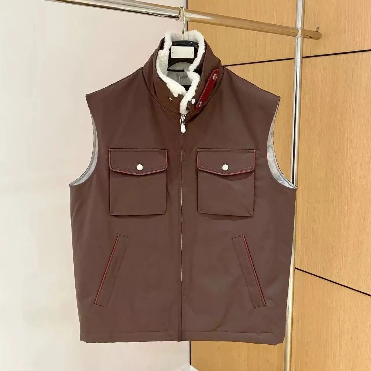 Italian BC old money style men's light down casual solid color warm stand-up collar vest jacket