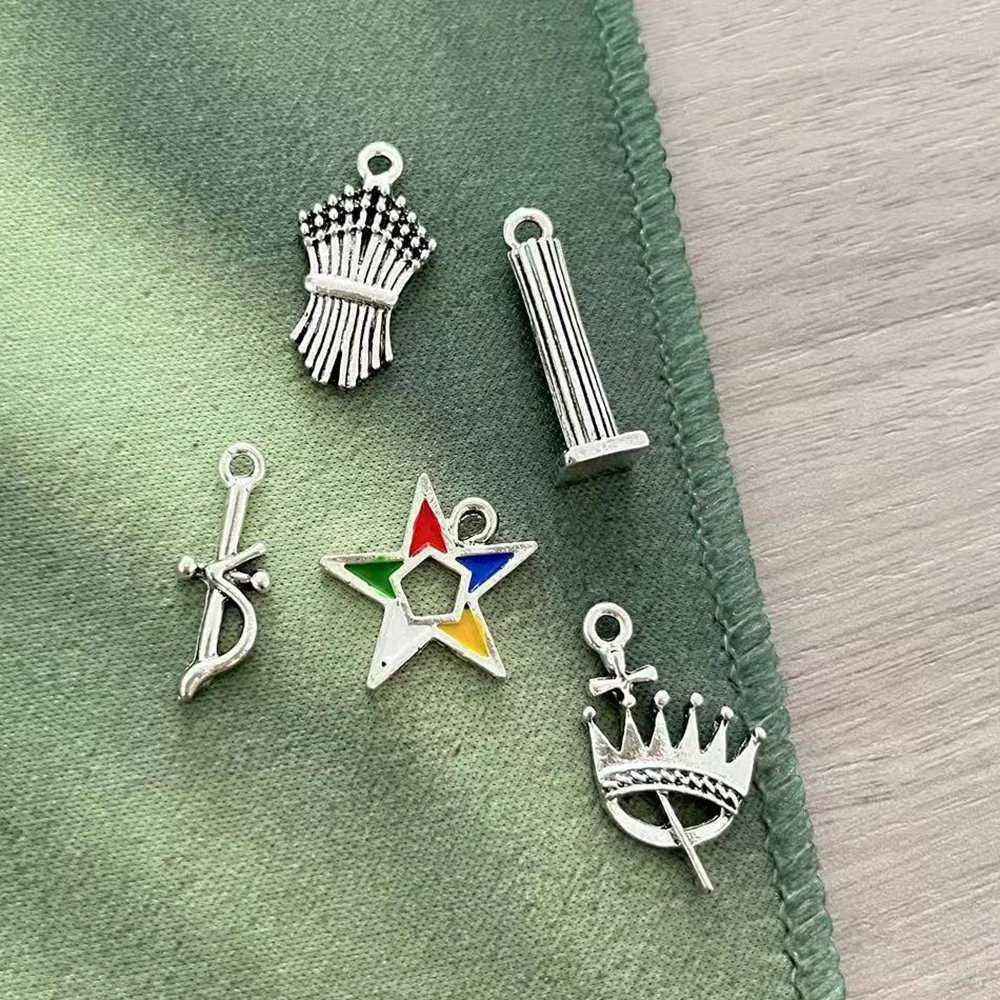 5pcs Fashion Silver Women Masonic Freemason Jewelry OES Order of Eastern Star Charms Women Gift