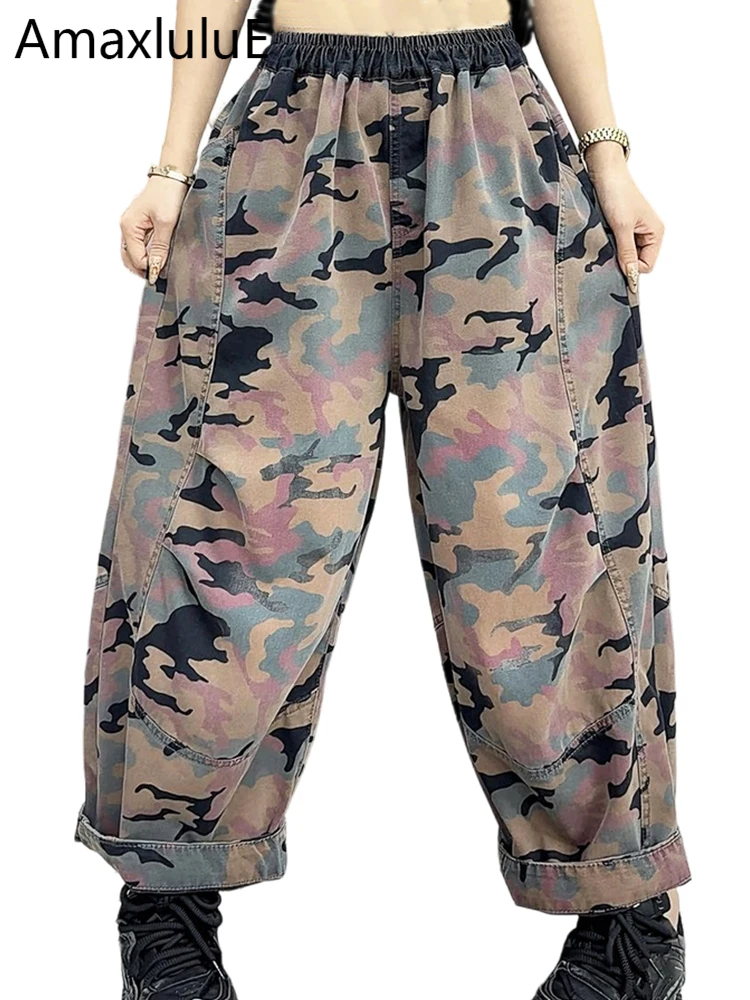 

Джинсы Amax LuluE: Летние классические камуфляжные джинсы для женщин, свободные винтажные джинсовые брюки, женские повседневные шаровары в корейском стиле 2026