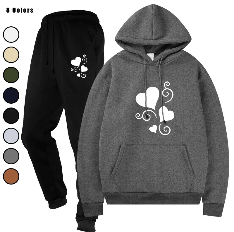 

Basic Fleece Hoodies And SweatPants Set Men's Jogging Ensemble Basic Fleece Track Suit Sportswear Unisex