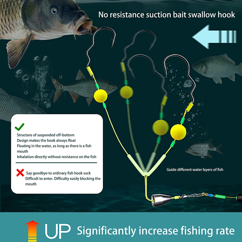جديد 1 قطعة هوك مزدوج الصيد الشعر الحفارات هوك عكس أسفل خط تعليق الكارب الصيد هوك جاهز مكافحة أسفل الكارب الحفارات #2
