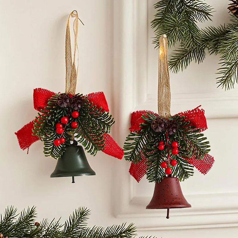 

New Christmas Bell Bow Pendant Christmas Tree Ornament Atmosphere Small Gift Pinecone Bell Pendant Doorway Treetop Wall-Mounted