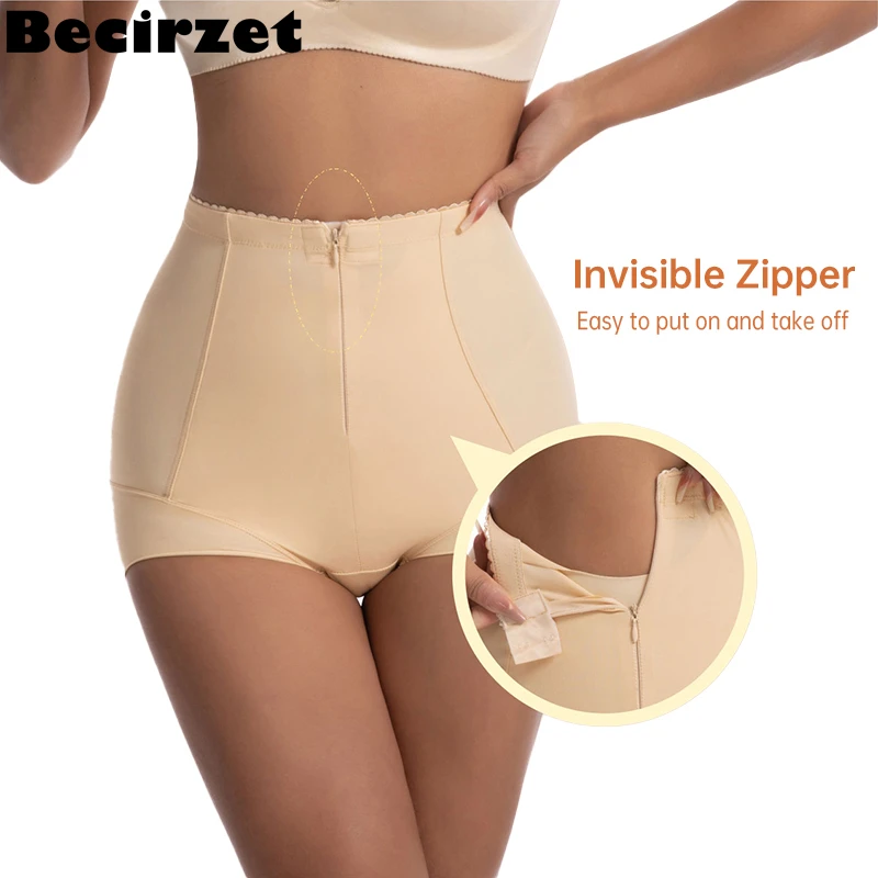 Becirzet Hip Pads Shapewear Butt Lifter Panties Abdomen Reducing High Waist Slimming Body Shaper Woman Underwear