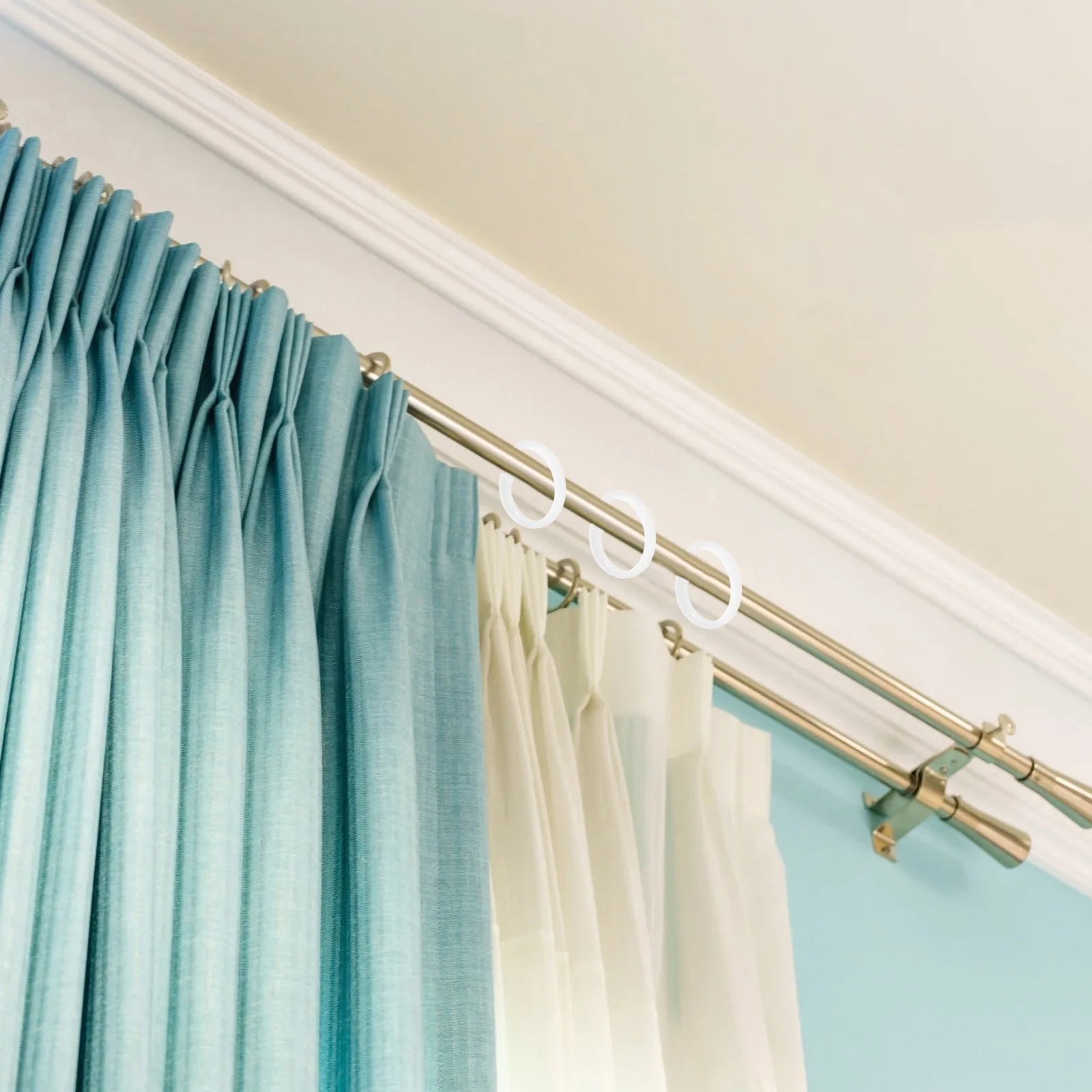 

50Pcs Plastic Round Curtain Rings Snap Thickened Drapery Holders for Window Shower Rod Hooks Curtain Rod Hangers