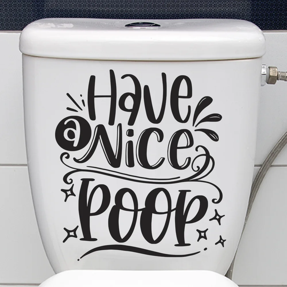 C11# Have A Nice Poop Toilet Stickers Cartoon Child Urination Toilet Lid WC Door Sticker Removable Decor Paper Household