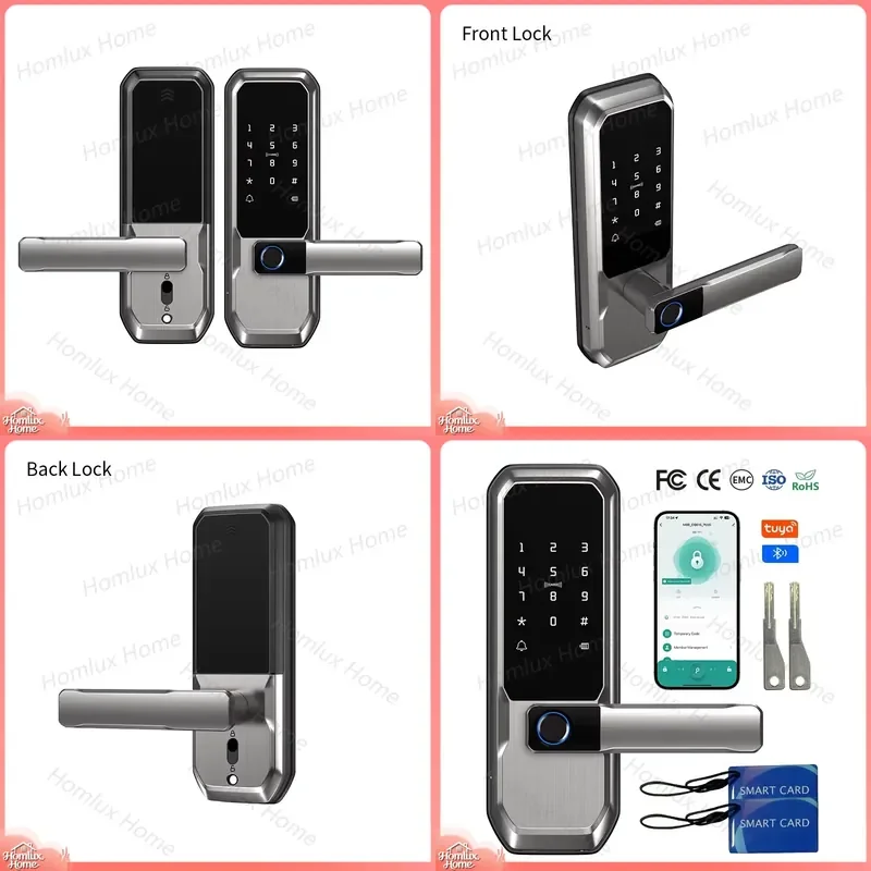 DL30 Smart Lock with Tuya App Control Fingerprint Recognition Wireless Network Compatible Aluminum Steel Door Lock Thumb Turn