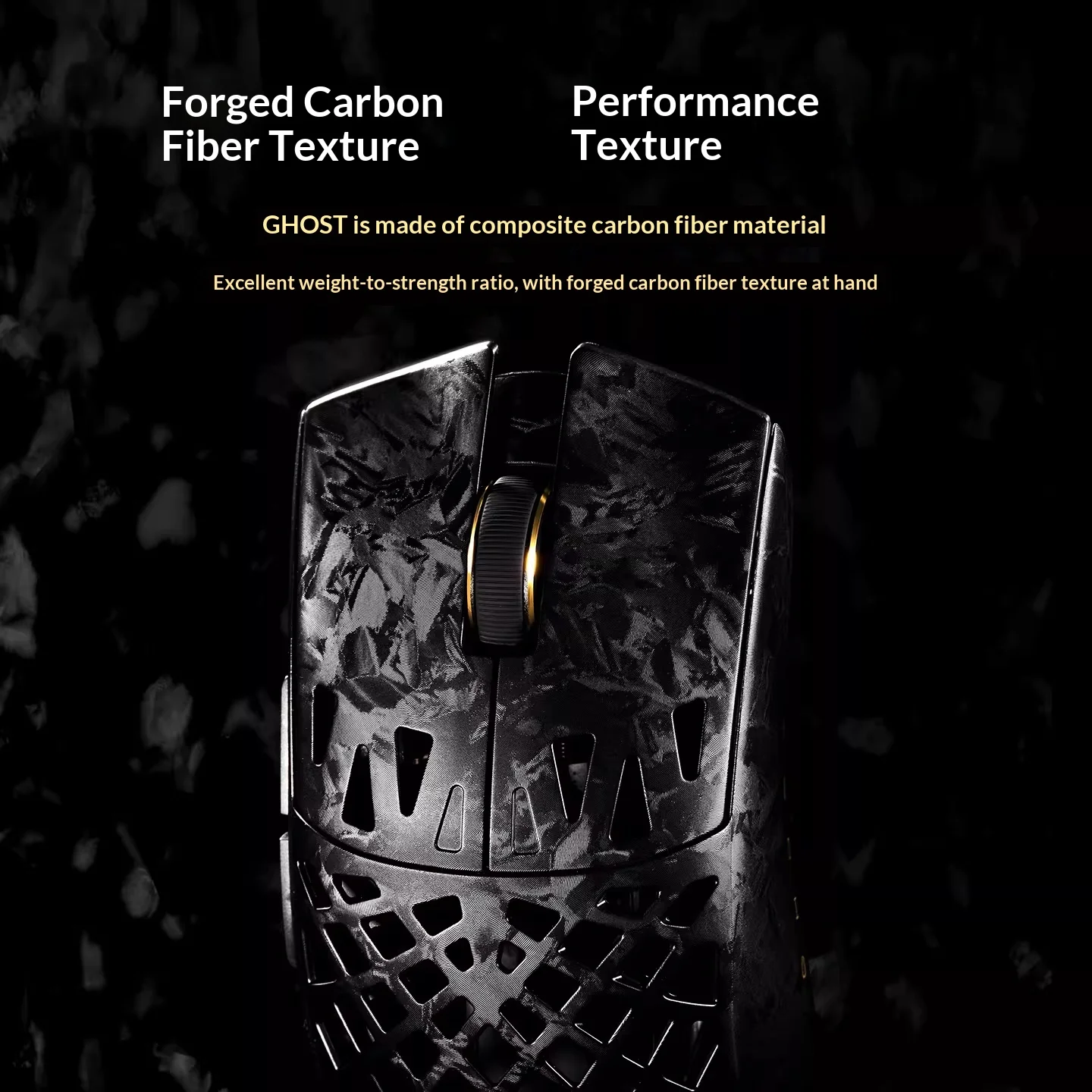 Mysz gamingowa ATK GHOST z włókna kompozytowego, bezprzewodowa, Bluetooth, z wydrążonym korpusem, lekka, z czujnikiem Paw3950, dla graczy FPS, do gier typu Valorant.