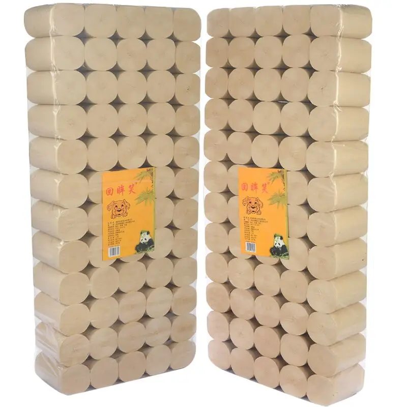 Large Pa Bamboo Pulp Toilet Paper 30 Rolls 60 Rolls Home Use Roll Towel Strong Wet Water Resistance No Fraance from China