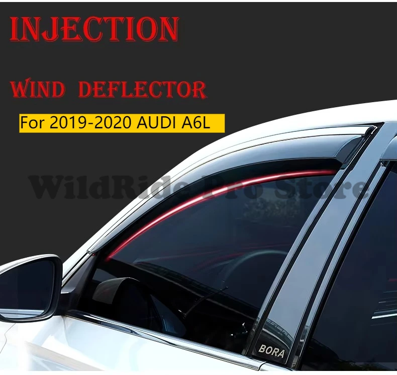 

Car Side Window Visors for 2019-2020 AUDI A6L Out-Channel Wind Deflectors PC Vent Visor Tape-On Rian Guards