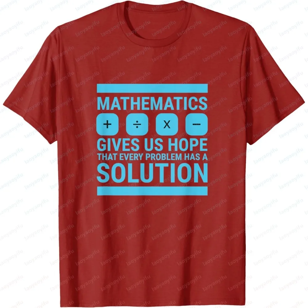 Fashion Men T-Shirt Mathematics Give Us Hope Cute Funny Print Short Sleeve Casual Tee Perfect Gift for Math Lovers & Students