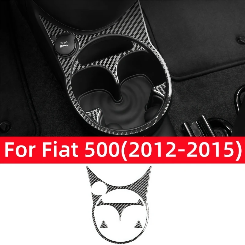 

For Fiat 500 2012-2015 Accessories Real Soft Carbon Fiber Car Water Cup Holder Decorative Panel Decoration Sticker Cover Trim