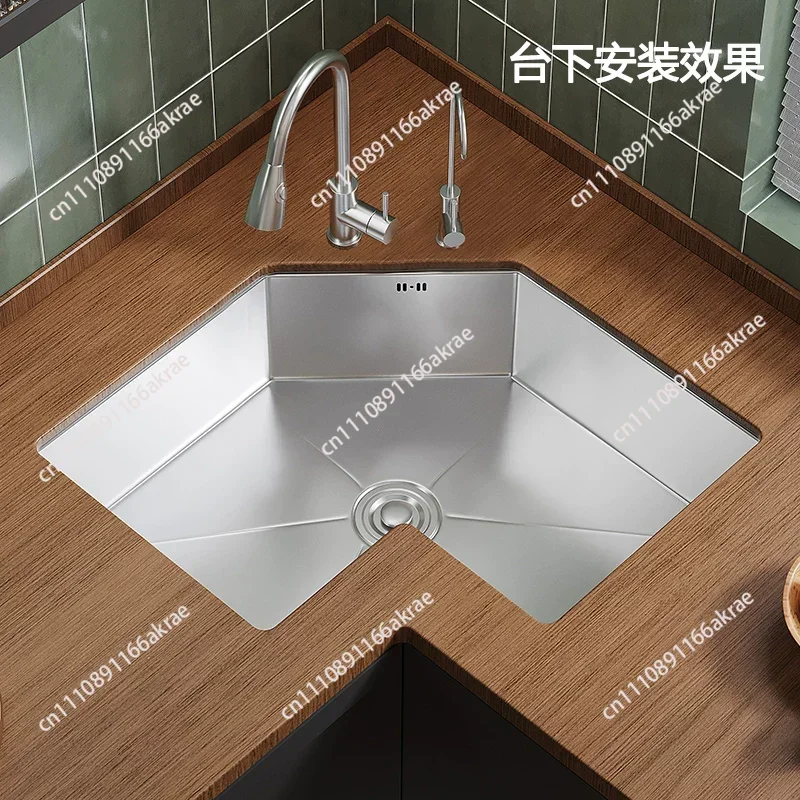 Kitchen Corner Special-shaped Sink, L-shaped Corner Sink, Large Single Tank Dishwashing Basins