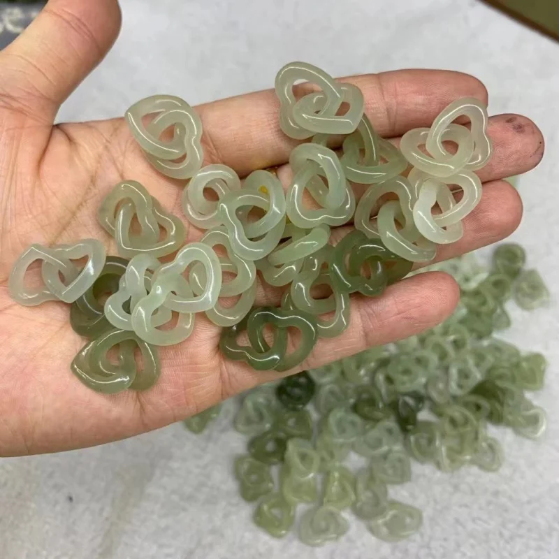 

Кольцо Hetian Jade Qinghai из чистого материала, цвет воды, в форме сердца, пряжка, детали «сделай сам», цепочка до ключиц, подвеска, подходящая ко всему