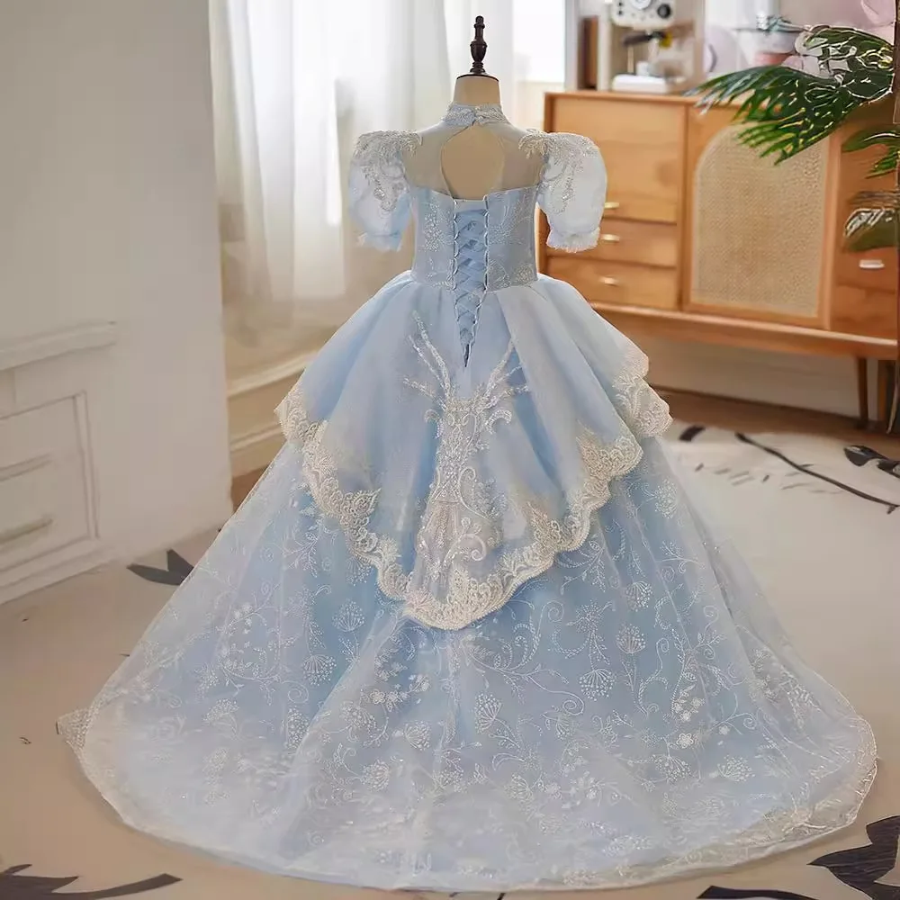 High End Baby Flower Girl Dresses Sequins Children Prom Birthday Party Gowns Formal Wedding