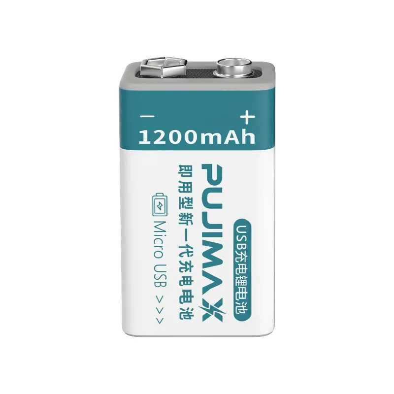 New USB 9V Rechargeable Battery 1200mAh Type-C Rechargeable 9V Li-ion Battery for Helicopeter Model Multimeter Smoke Alarm
