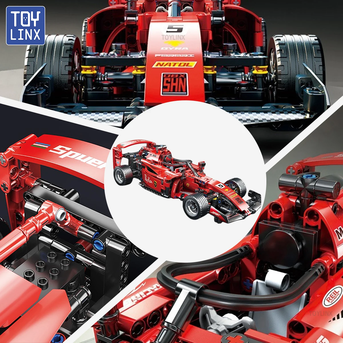 MOC F1 سباق السيارات 1200 قطعة مجموعات بناء صيغة حمراء الرياضة سباق اللبنات الطوب نموذج السوبر لعب الاطفال الهدايا