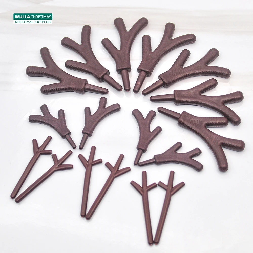 36pcs Simulation Plastic Deer Antlers Decor Mini Snowman's Hands Branch DIY Doll Ornament for Christmas Hair Pin Halloween Props