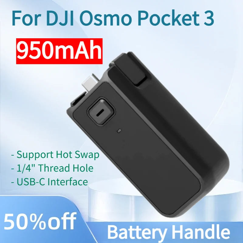 950mAh Battery Handle For DJI Pocket 3 Hot Swap 1 4 Thread Hole For DJI Osmo Pocket 3 Handheld Gimbal Camera Accessories