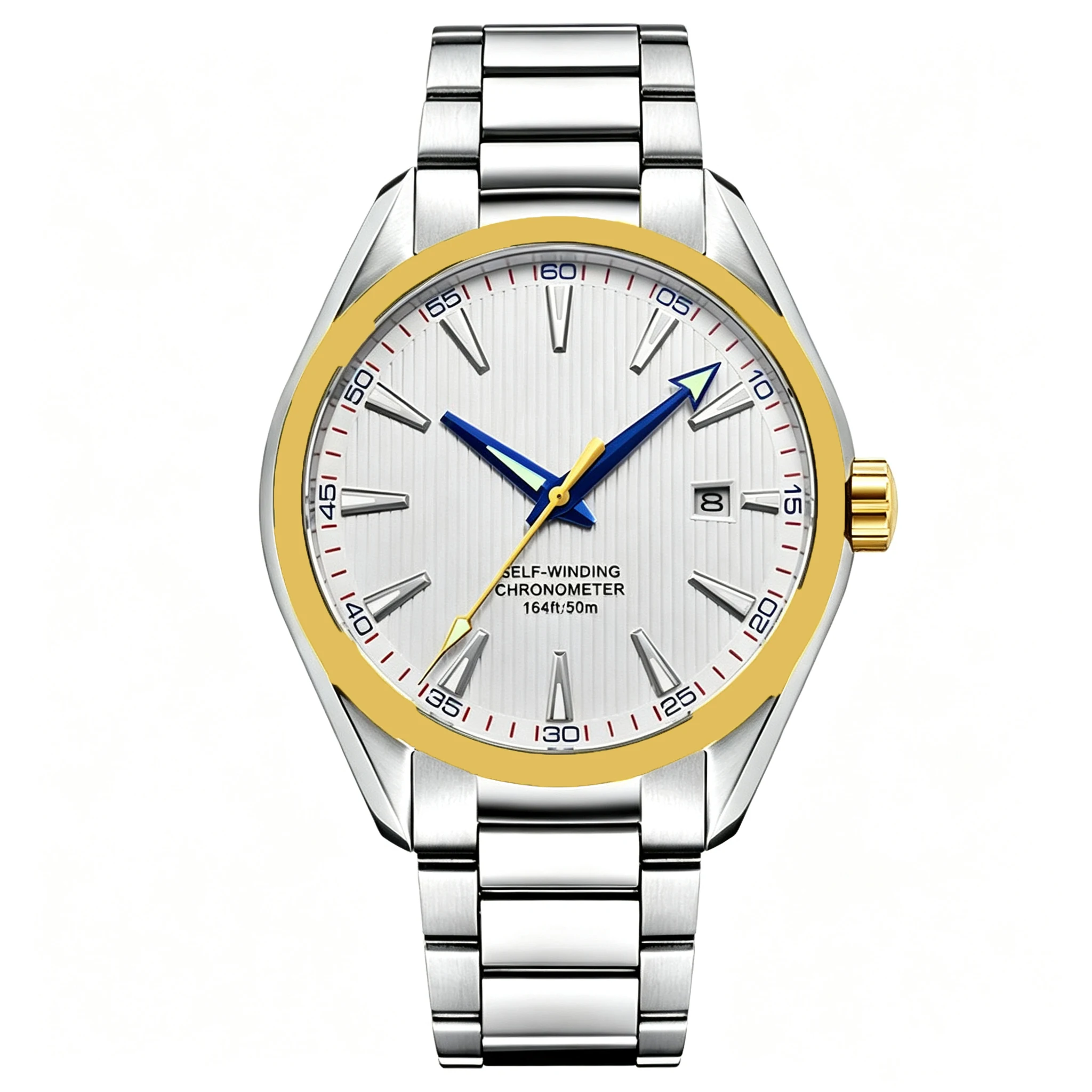CUSTOM Logo Diy 41mm NH35 Mechanical Automatic Sapphire Gold Hands And Case Luminous Markings Stainless Steel Waterproof Watches