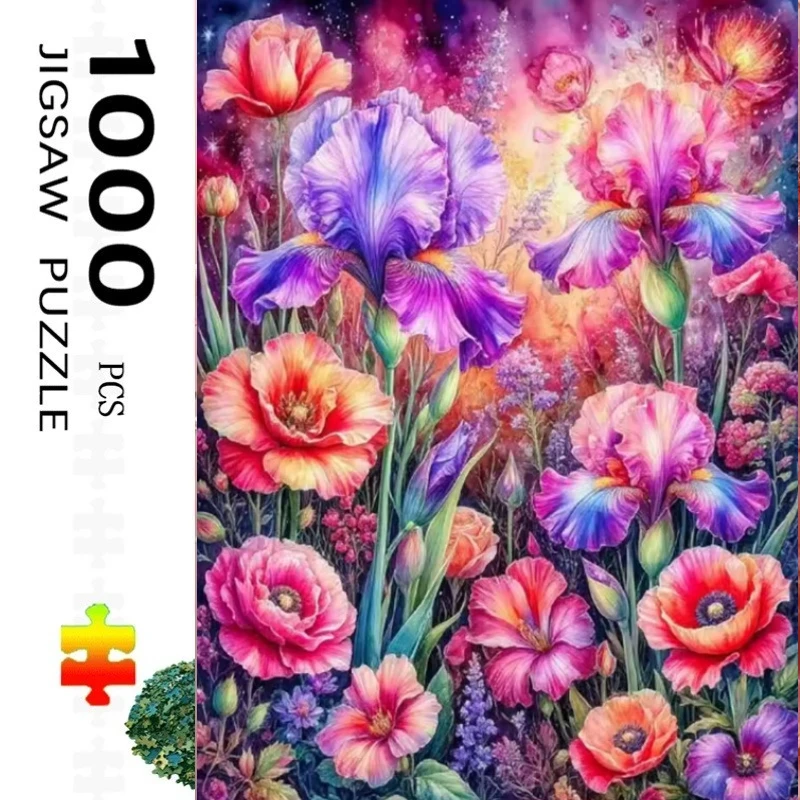 

Colorful Tulips Iris Poppy Flower New Style Educational Puzzle Difficult Challenge Leisure Decompression Jigsaw Puzzle