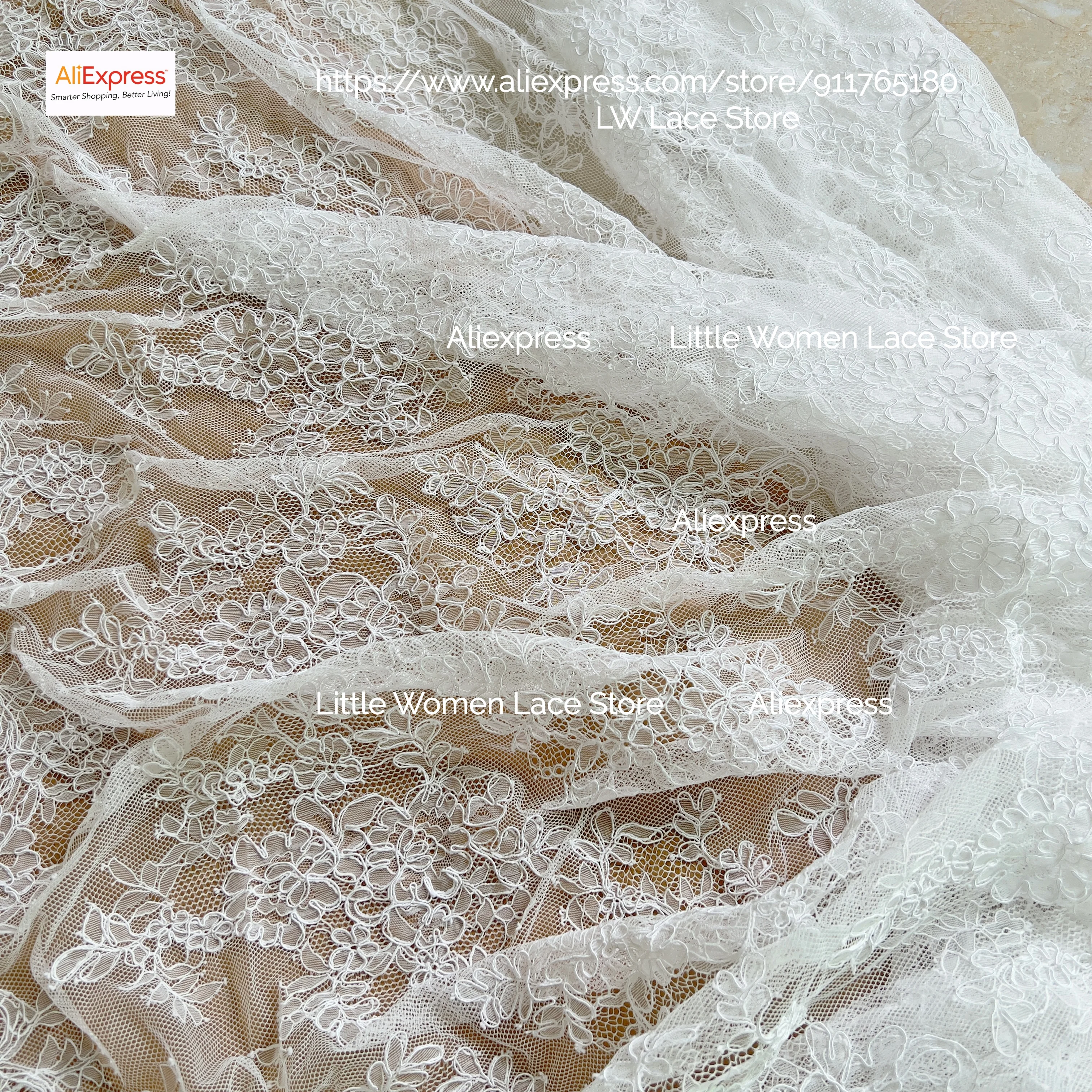 2023 Traditional Handmade Cording Lace 1.4M Wide, 2.9M Long Bridal Lace Fabric White Eyelash French Lace Fabrics Quality