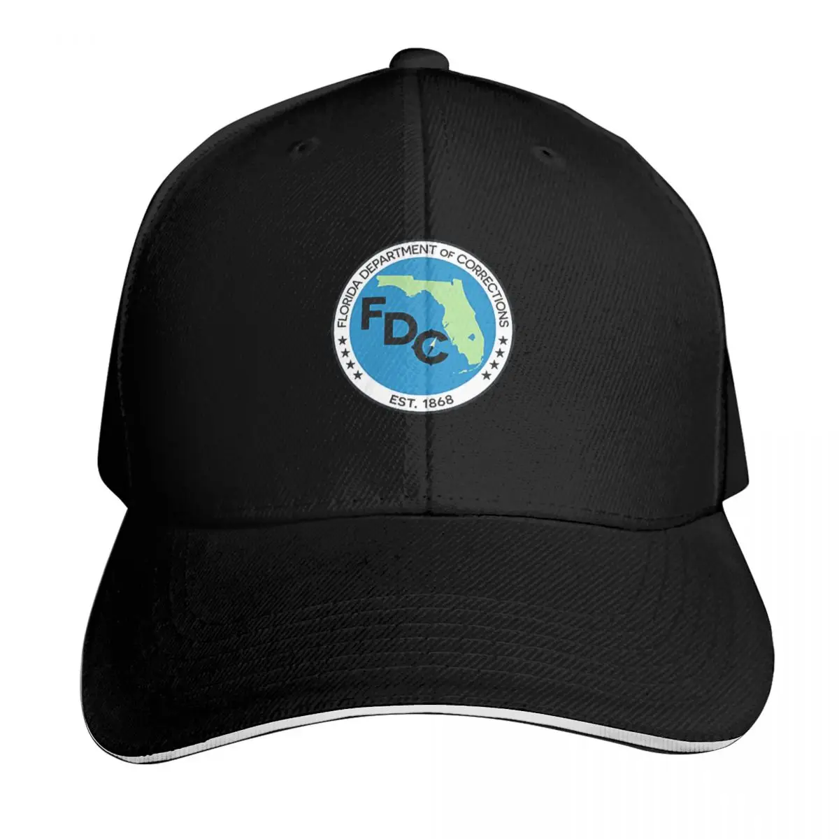 Florida Department of Corrections T-Shirt Baseball Cap Contrast Two Tone Brim Snapback Flat Bill Strapback Dad Hat