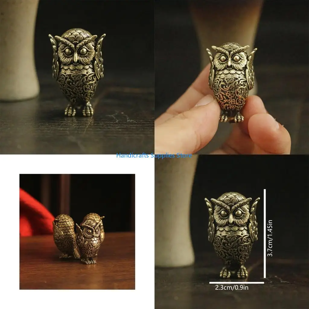 R1WA Unique Owl Figurine Handmade Retros Decoration Artistic Gift Choice for Friend