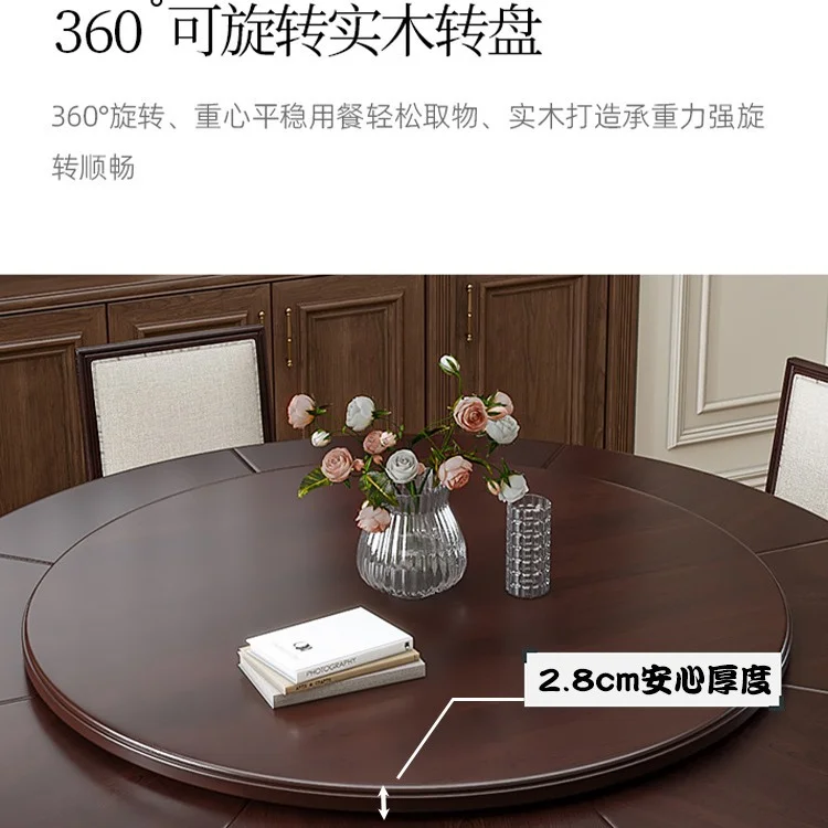 طاولة طعام قابلة للطي وقابلة للتمديد من الخشب الصلب على الطراز الأمريكي لعام 2026 مع كراسي طقم طعام منزلي - ريترو D مدمج بسيط #5