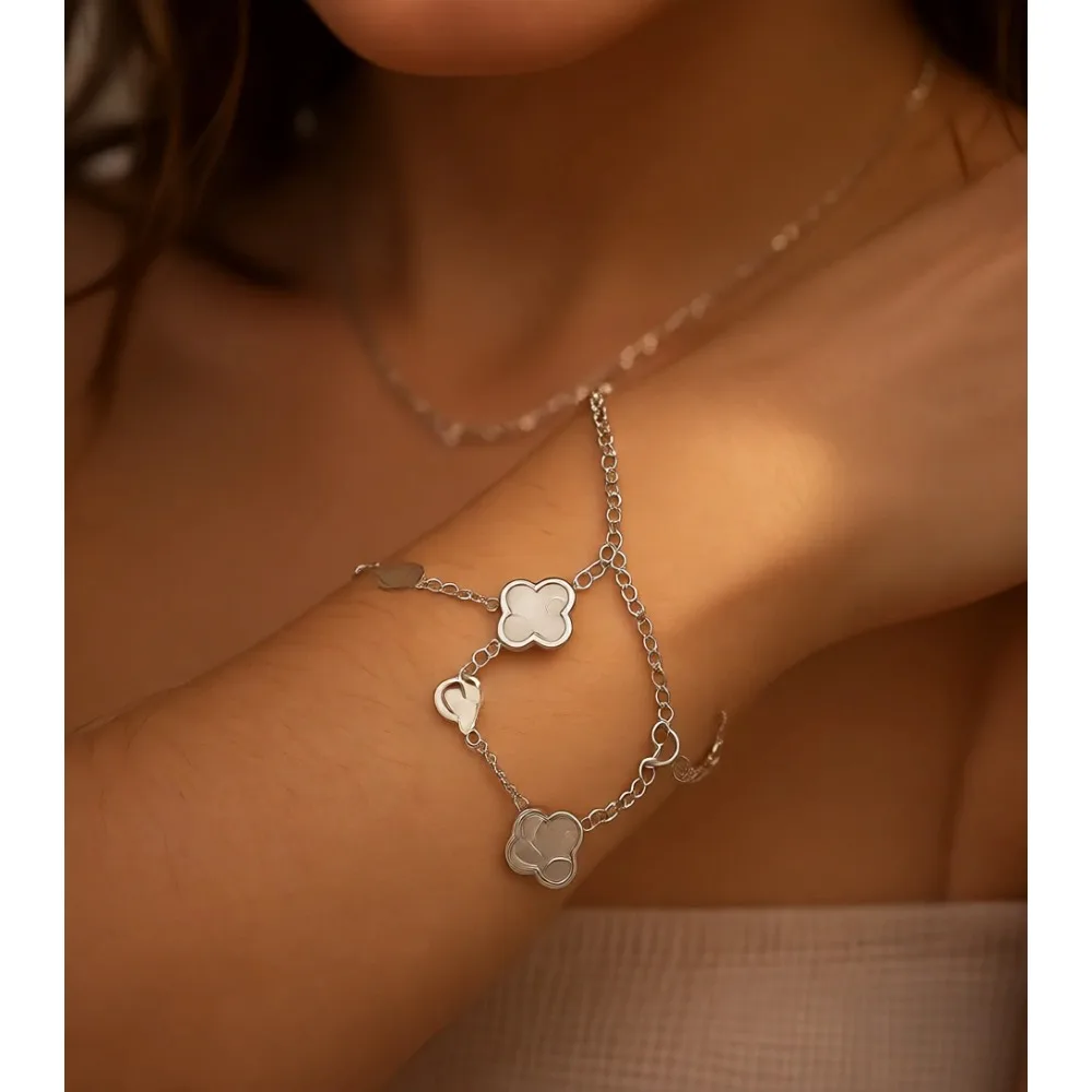 

Позолоченный браслет-манжета с клевером, набор из четырех штук, подарок на удачу и любовь, ювелирные украшения для нее