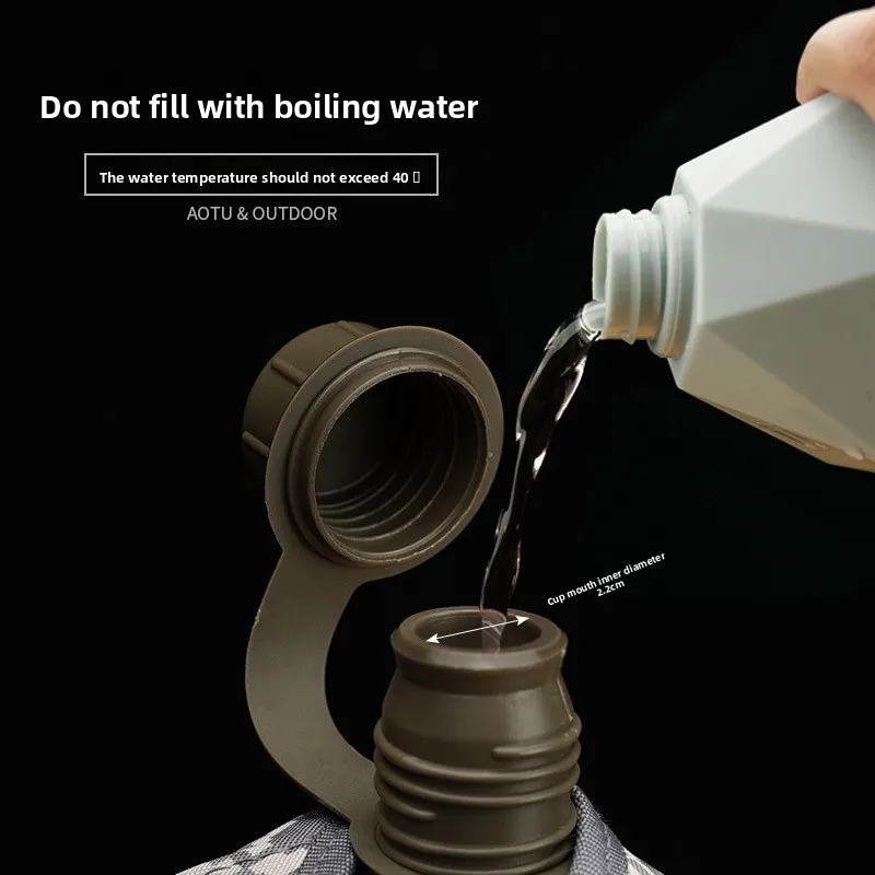 Military Training Water Bottle Outdoor Tactical Flat Canteen Portable Hiking Durable Large Capacity