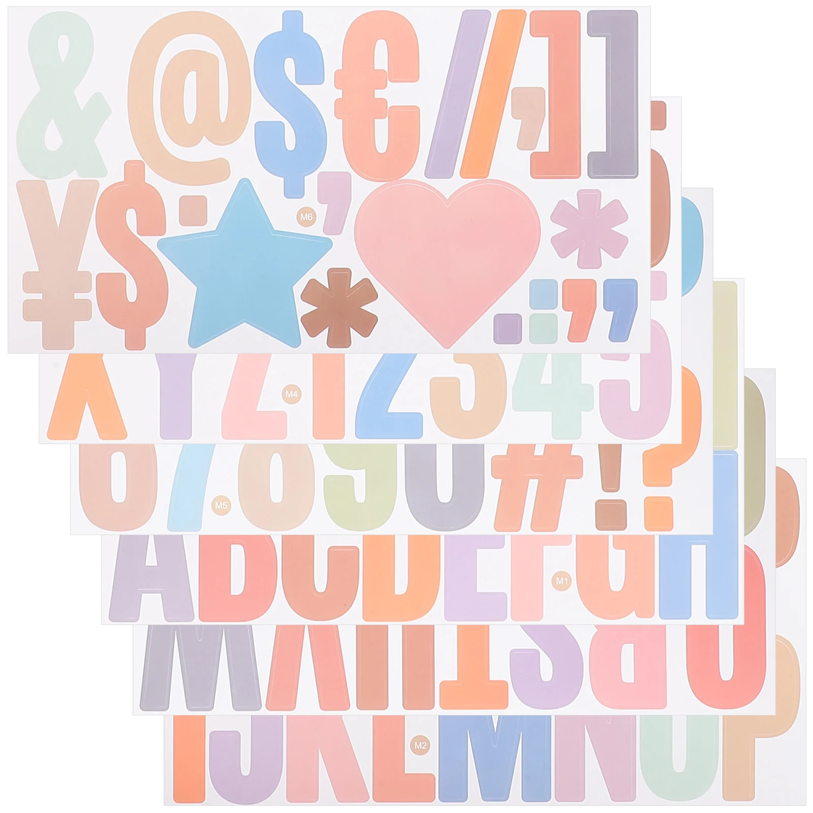 

6 Sheets Colorful Letter Stickers Scrapbook Letters Numbers Decorate Scrapbooking Adhesive