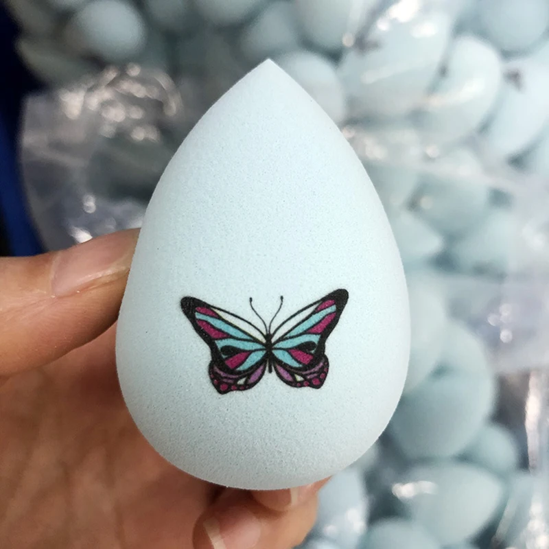 50pcs Custom Multiple Colour Logo Cosmetics Beauty Sponge Colorful via UV Print Makeup Blender