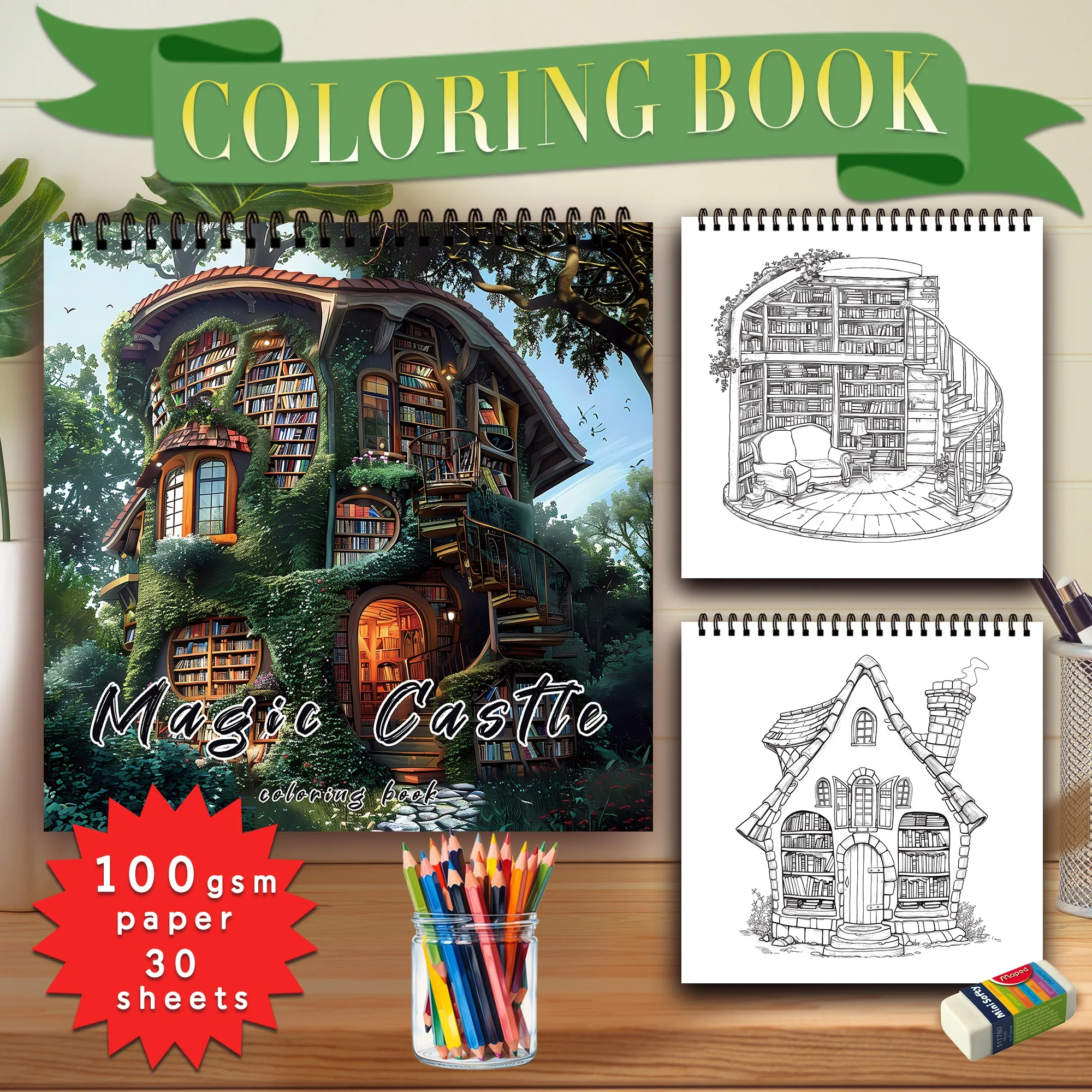 

30 Sheet Adult Drawing Book-,8.3x 8.3 inch 100gsm thick paper for soothing, anxiety and more, perfect for many holiday gifts!